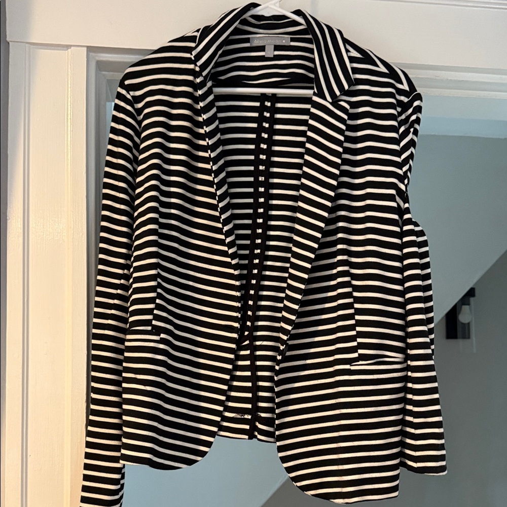 Olivia Moon Black and White Striped Blazer